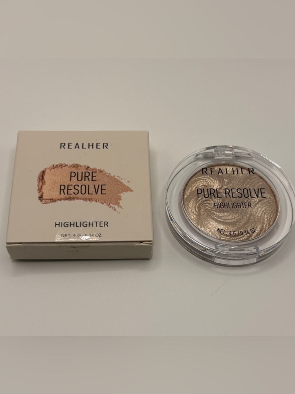 REALHER Pure Resolve Highlighter 0.14 oz 4g Travel Size Mini New In Box Sealed